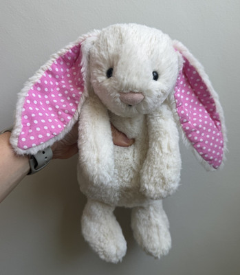 Jellycat Medium Strawberry Dot Cream Bunny Retired Rare Canadian Exclusive GUC