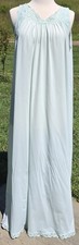 Vintage Shadowline Mint Green Lace Trim Nylon Nightgown M Long roses