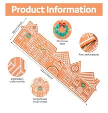 Christmas Gingerbread Village Table Runner 14x48in Embroidered Gingerbread Hous