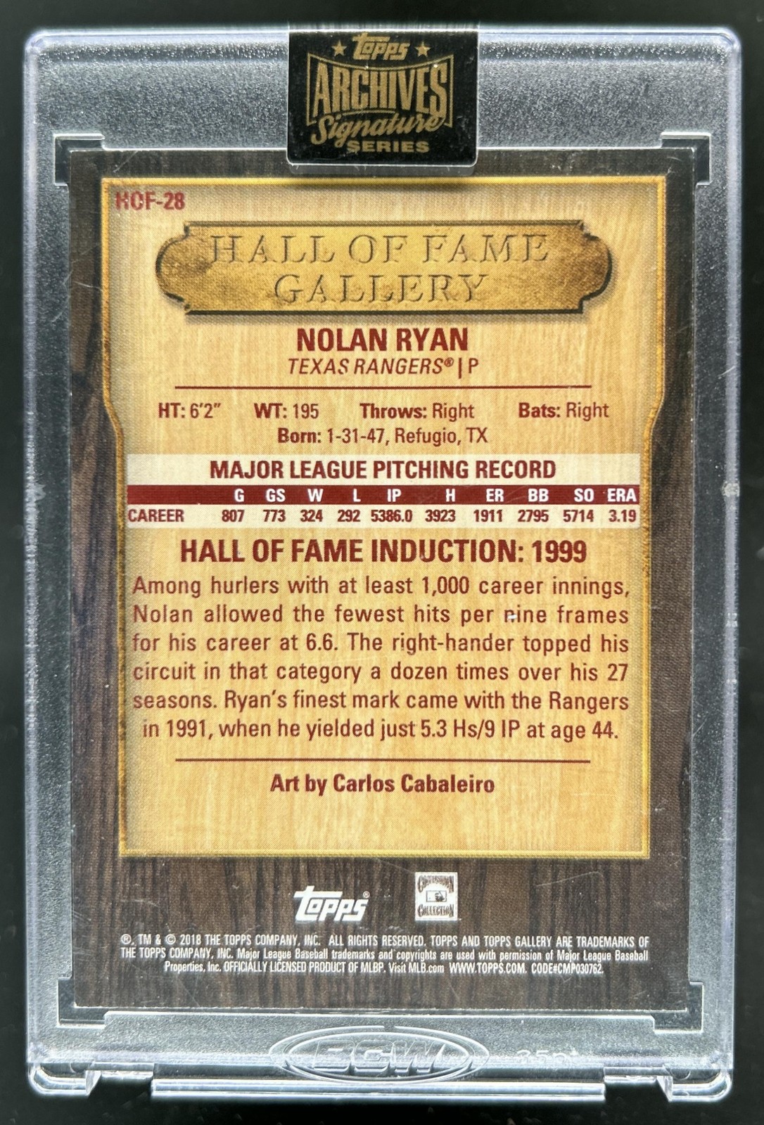 2022 Topps Archives Nolan Ryan Buyback Auto Autograph #1/1 Rangers view 2