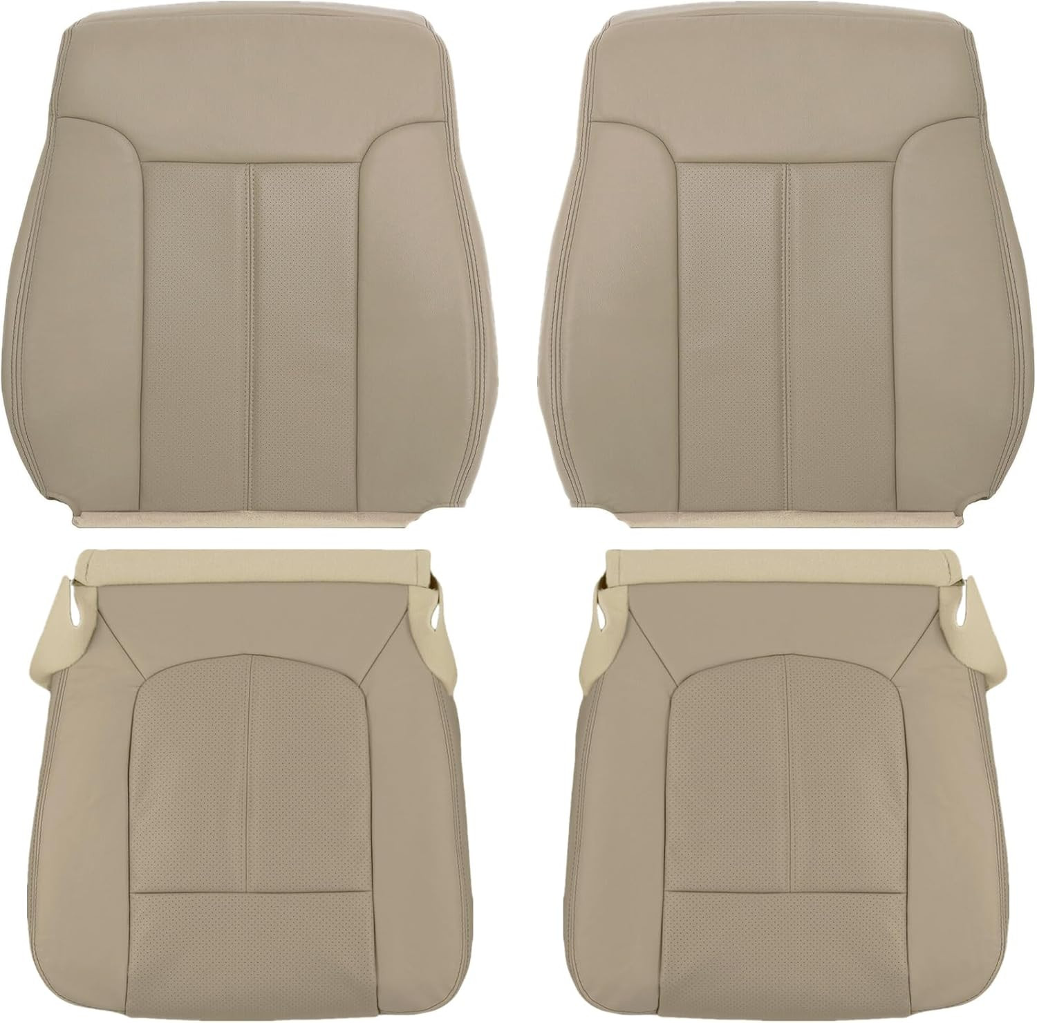 Tan perforated leather seat covers for ford f250 f550 lariat 2011-2016