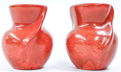 Pair of  Weller Blo Red Glaze Vases : QUITE NICE