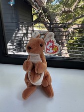 Beanie Babies, TY 1996 POUCH, PVC PELLETS, mint, tags, covers, acrylic case
