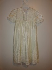 Vintage Satin Baby Christening Robe by Phillis Baby Wear Ivory Color 26" long