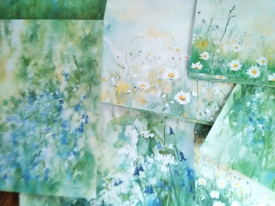 55 Stück Aquarell bedrucktes Trägerpapier 15 cm x 15 cm für Kartenherstellung, Zeitschriften,