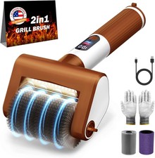 Electric Grill Brush, 2-Speed BBQ Grill Brush with LED Light/Screen Powerful Cle