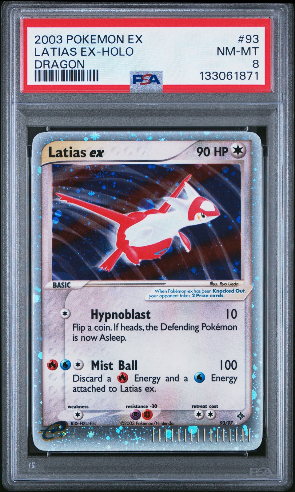 2003 POKEMON EX DRAGON #93 LATIAS EX-HOLO PSA 8