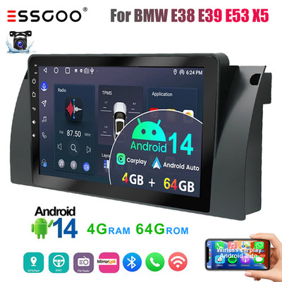 4+64G Apple Carplay For BMW E38 E39 E53 X5 1999-2005 Car Stereo Radio GPS Camera