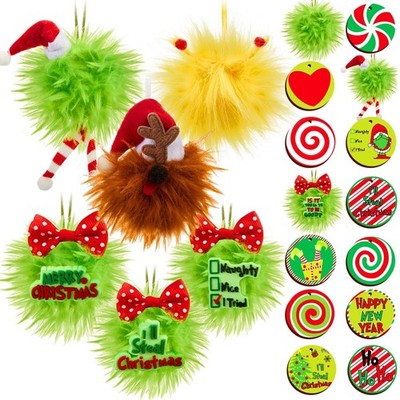 Syhood 24 Pcs Lime Green Furry Christmas Ball Tree Ornaments Decoration Set w...