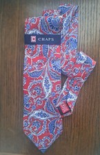 CHAPS Patriotic Men's Tie by Ralph Lauren - Paisley in Red White & Blue NWT