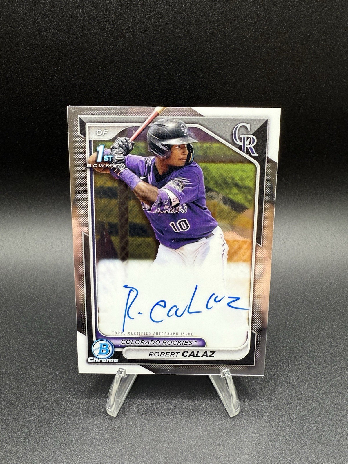 ROBERT CALAZ 2024 BOWMAN CHROME 1ST AUTOGRAPH ROCKIES AUTO