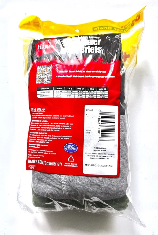 Hanes Underwear Boys Large Boxer Briefs Tagless 8 Pair - Image 3 of 4