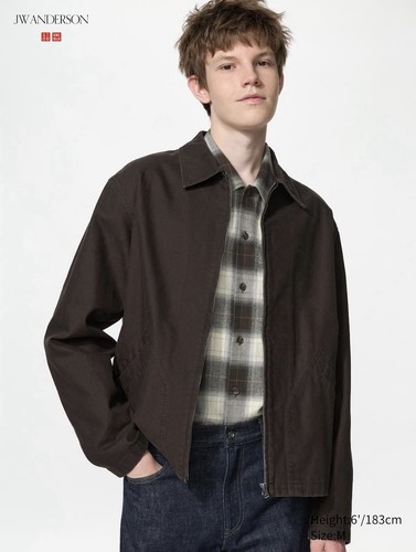 JW Anderson x Uniqlo Cotton Work Jacket Brown Zip-Up Unisex Size L NWOT.
