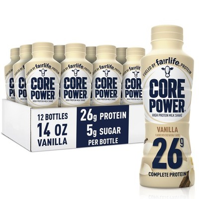 Core Power Protein Shake Vanilla 26g 14oz 12 Pack High Protein Milk Drink