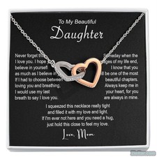 To My Beautiful Daughter Necklace, Xmas Gift from Mom, Mother Daughter Gift Set