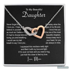 To My Beautiful Daughter Necklace, Xmas Gift from Mom, Mother Daughter Gift Set