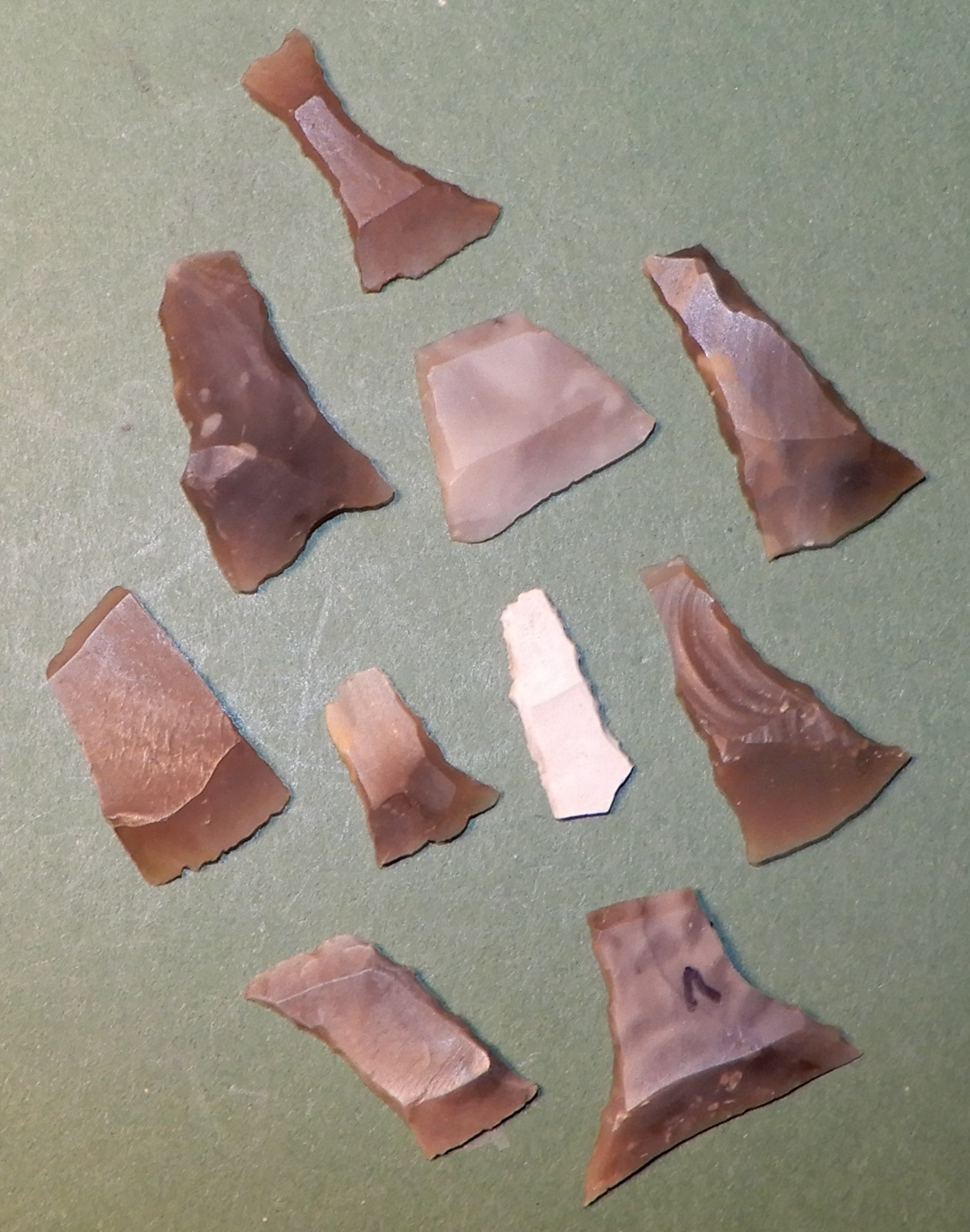 10 ARROW POINT's Transverse edge,  Arrow-Points. DANISH MESOLITHIC STONEAGE