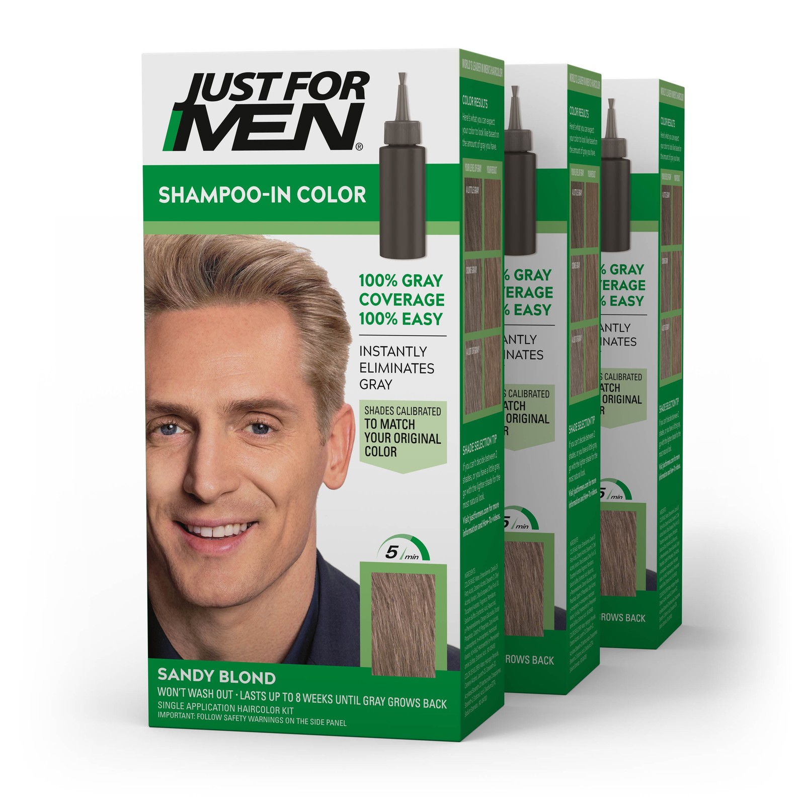 Just For Men H-10 Sandy Blond - 3 Pack Shampoo-in Hair Dye, 