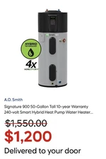 🔥 NEW – 16 SOLD - A.O. Smith 900 50 Gal Hybrid Heat Pump Water Heater Delivered