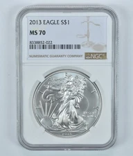 2013 American Silver Eagle MS70 NGC Brown Label