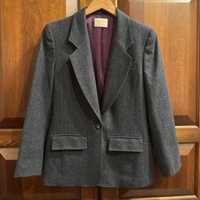 Vintage Pendleton 100 Virgin Wool One Button Blazer Jacket Gray Size 8