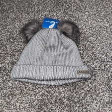 Columbia Youth Snow Problem II Beanie Light Grey Double Pom NWT OSFA 25 MSRP