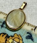 18K Yellow Gold Mother Mary Mother Of Pearl Oval Pendant Charm — photo 8