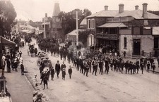 WW1 Brass Band Parade Northern Hotel Clare SA Australia c1913 RPPC Postcard COPY