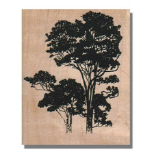 Mounted Rubber Stamp, TREES, Woods,Nature,Tree,Forest,Plants,Leaves,Branch,Media
