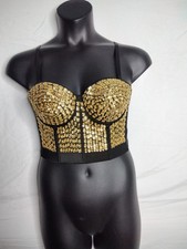 RaVe Party Core Sequined Gold Bustier Goth Cosplay Size XL