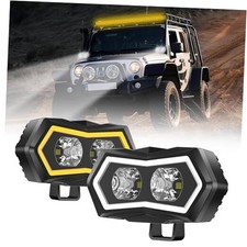 4 Inch LED Pod Lights with Amber/White DRL Offroad Driving Super Bright 2 Pack