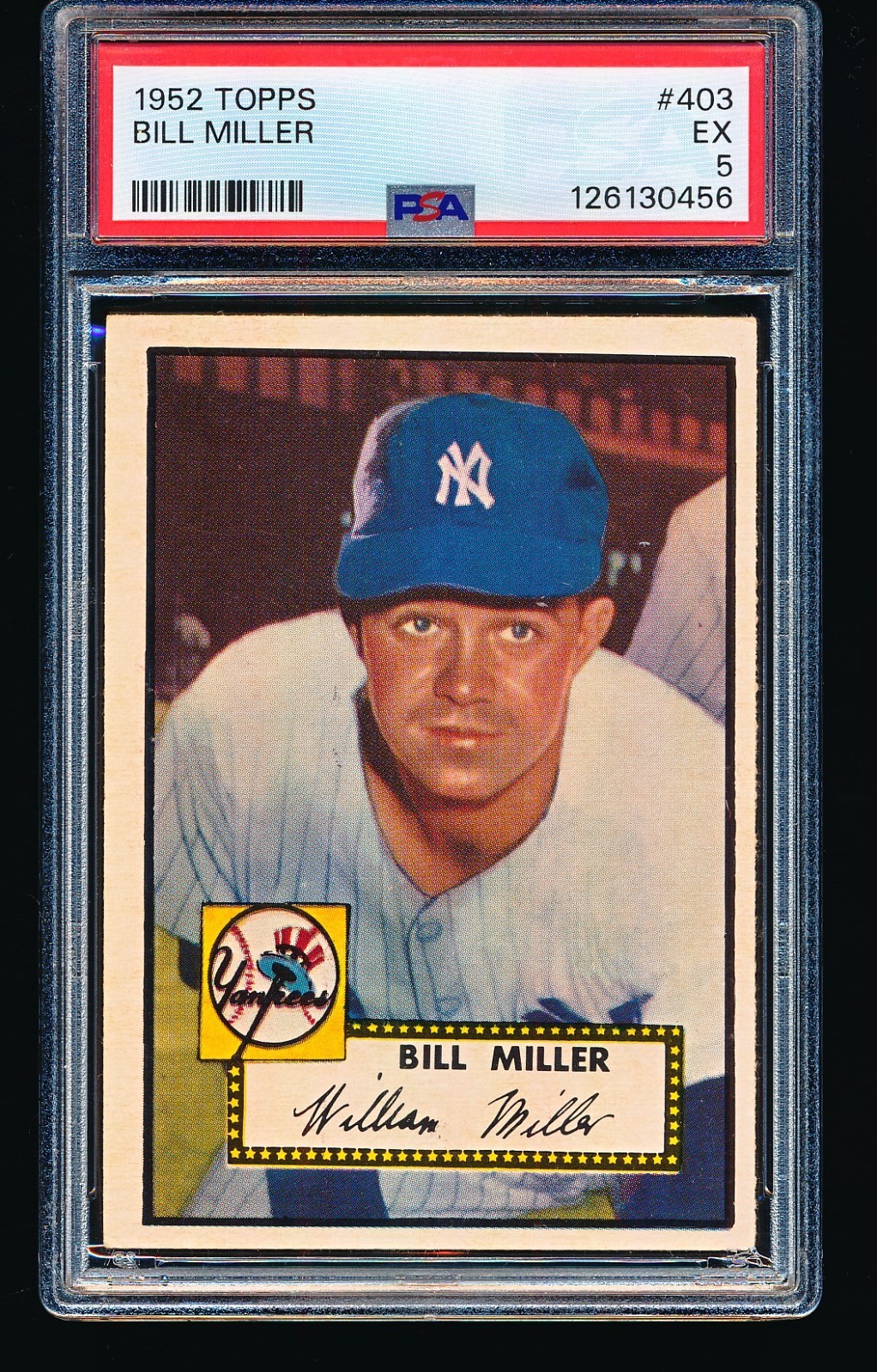 1952 Topps BILL MILLER #403 PSA 5