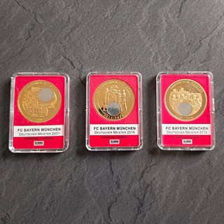 FC Bayern München 3x Gedenkmedaille Gold 0.9999 Deutscher Meister 2001/15/16