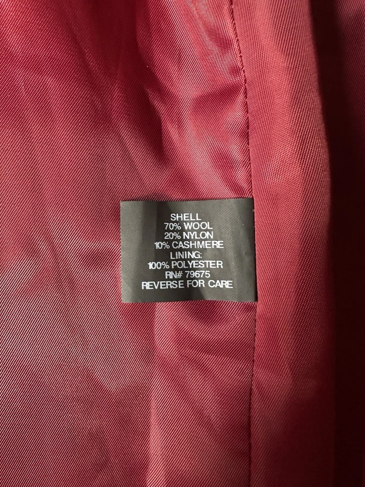 Women’s Plus Size 16 Anne Klein Mid-Length Red Wool And Cashmere Coat - Image 3 of 4