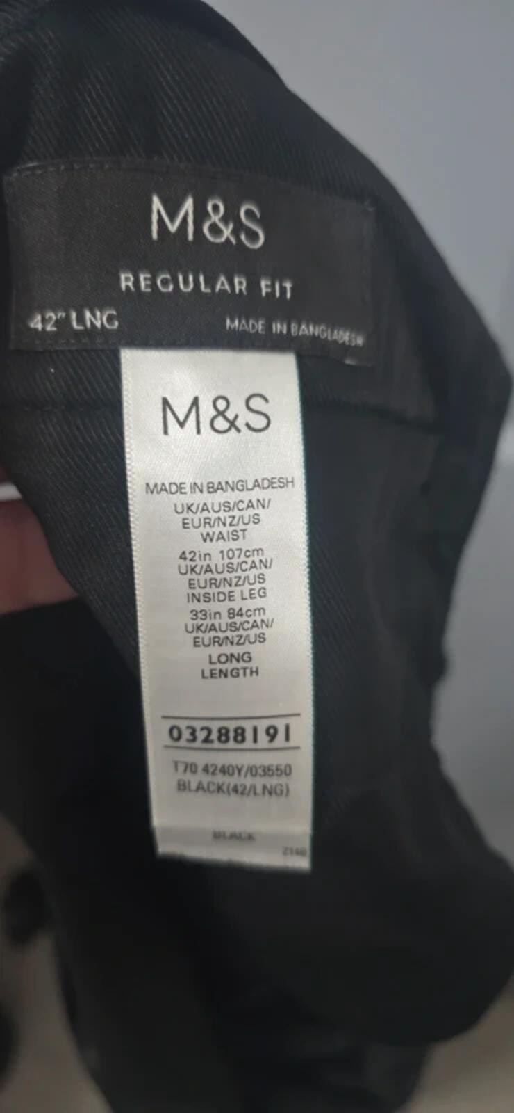 M&S black regular fit trousers - Size 42/33 image 3