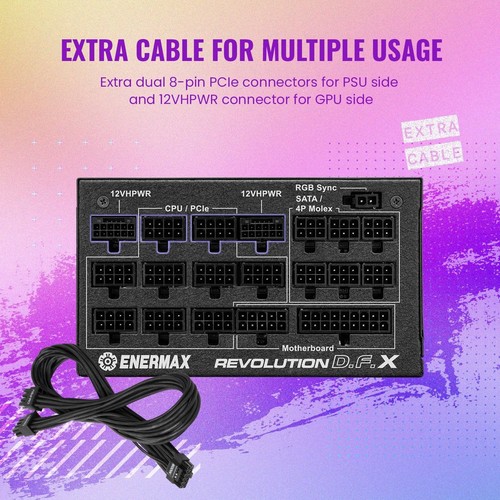 ENERMAX Revolution D.F. X ARGB ATX3.0 PCI-e 5.0 Kompakt Gaming&Streaming PC Netz - Afbeelding 6 van 10