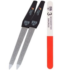 3 Swords Germany Sapphire Metal Nail File Set 2 Pieces 1 Piece 3-Way Nail Buffer