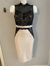 Forever 21 Fit Dress High Neck Lace Mesh Cutout Stretch  Sexy Black Lace Size L