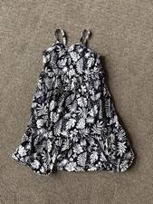 Old Navy Girls Floral Black White Sundress L 10-12 Strappy Ruffle