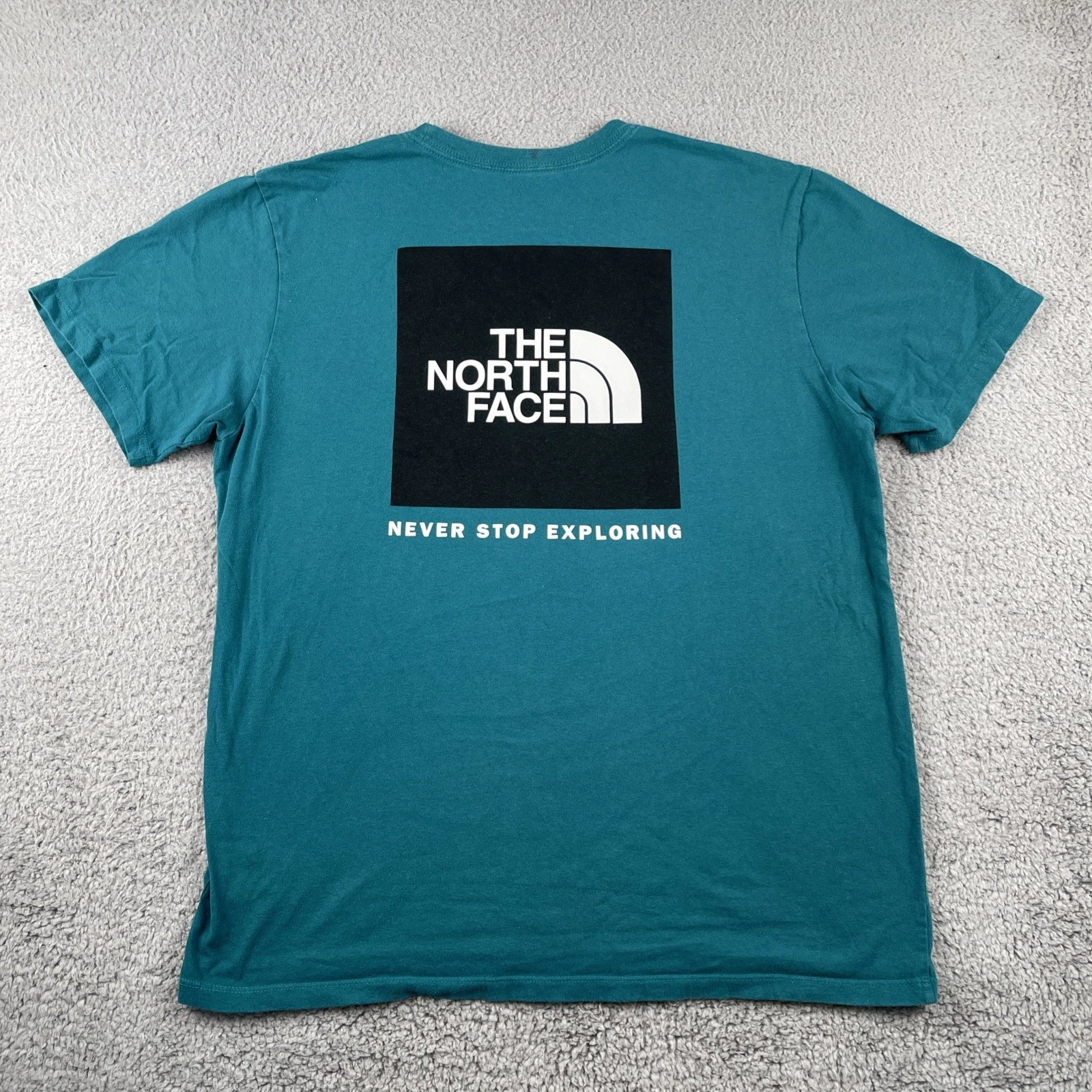 Northface Men’s Large Shirt Never Stop Exploring Coach Graphic Teal Blue