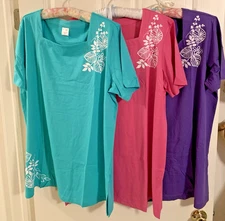 BLAIR Womens PLUS Floral Square Neck S/S Tunic TOP  XL  2XL  3XL  (3 Colors) NIP