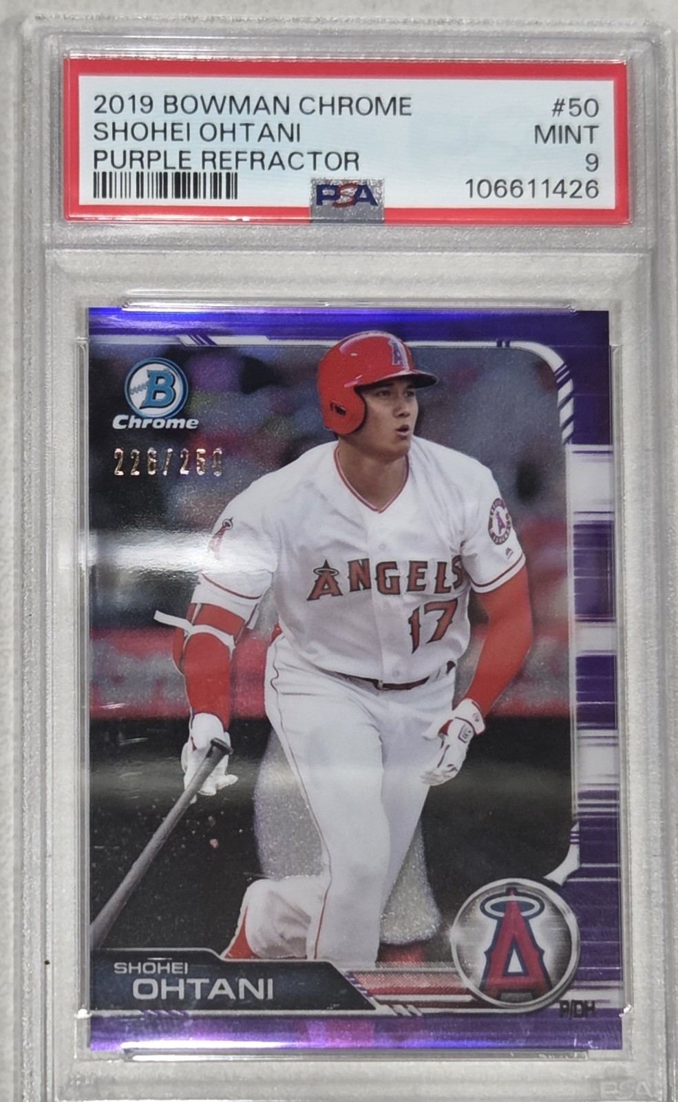 Bowman 2019 Chrome Shohei Ohtani #50 Purple Refractor /250 PSA 9