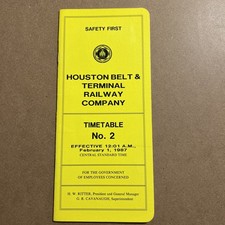 Houston Belt & Terminal Railway Employee Timetable #2 Railroad Ephemera 1987