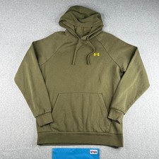 Under Armour Hoodie Sweatshirt Medium Green Graphic Print Back Pullover Mens