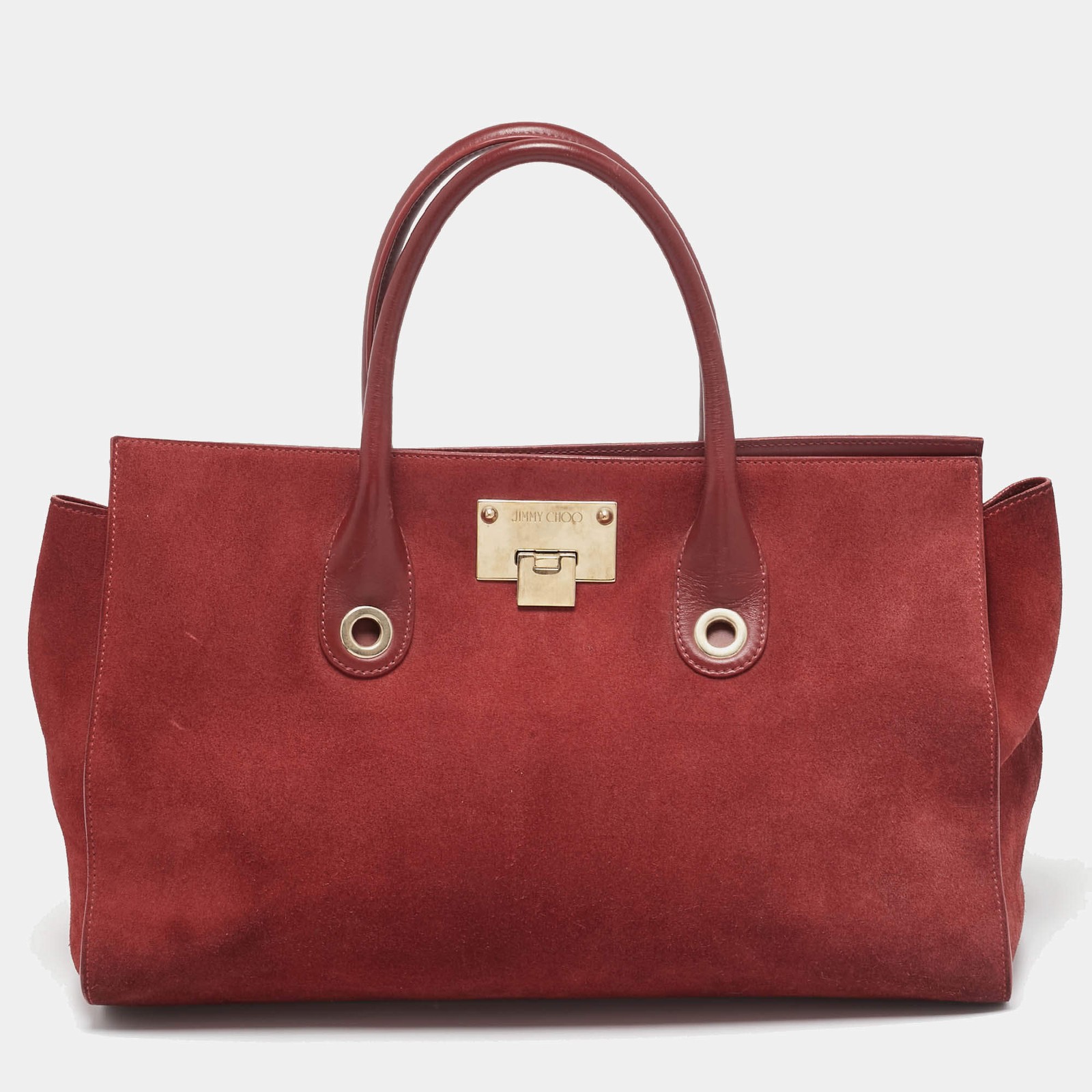 Jimmy Choo Riley Red Leather and Suede Totes Bag