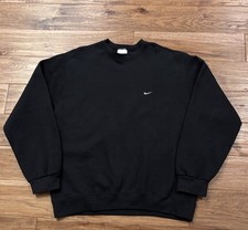 Vintage Nike Swoosh Embroidered Black Crewneck Sweatshirt Made In Mexico Lg