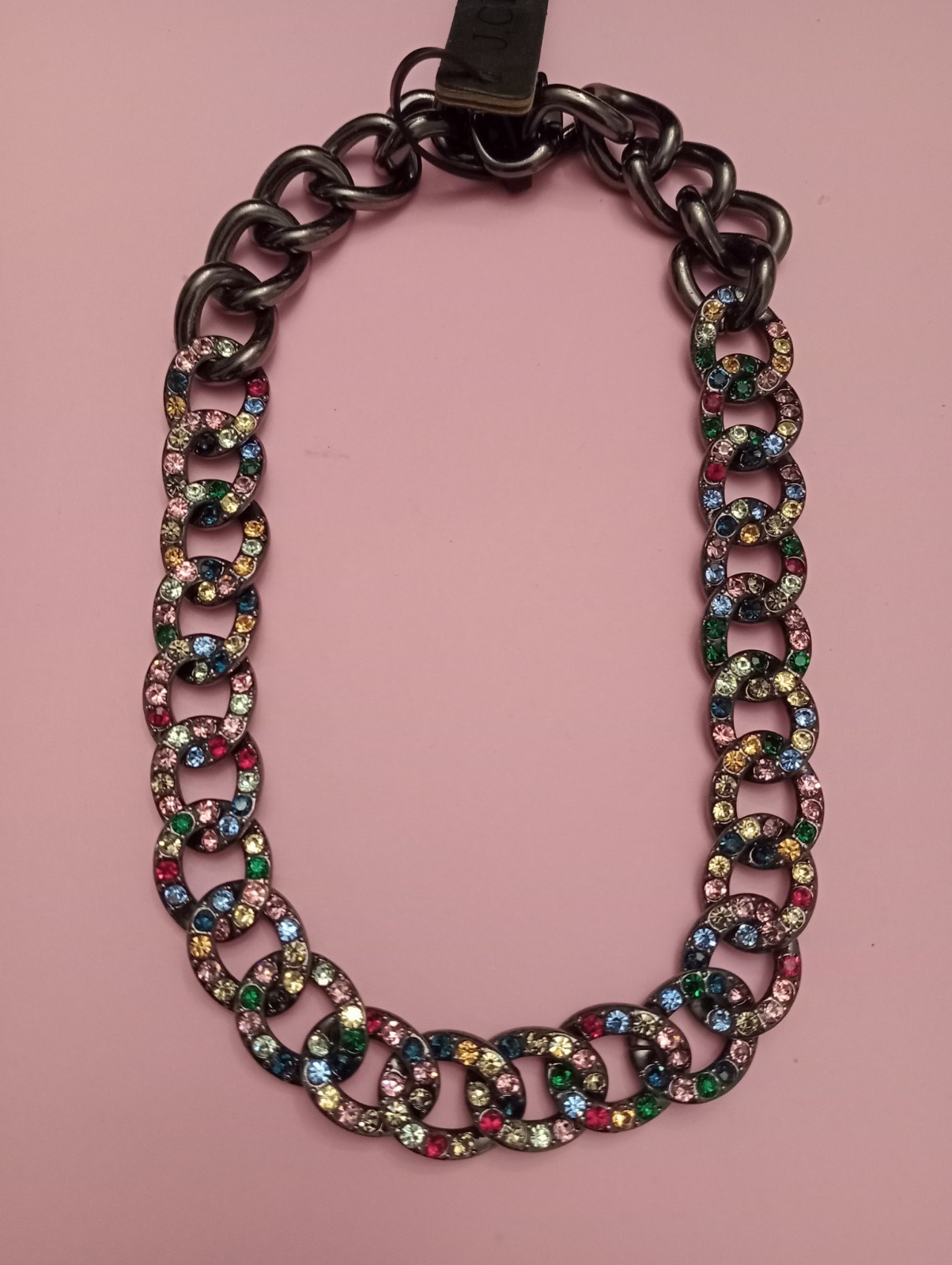 J Crew Necklace Multicolor Rhinestone Chunky Chain