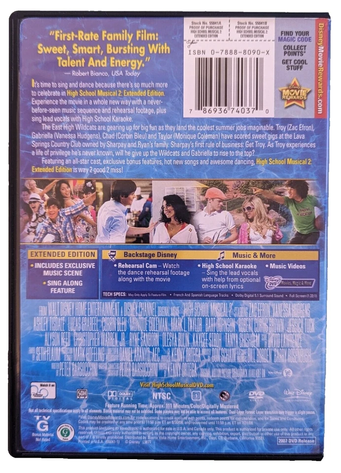 High School Musical 2 (DVD, 2007, Extended Edition) - Image 2 of 3