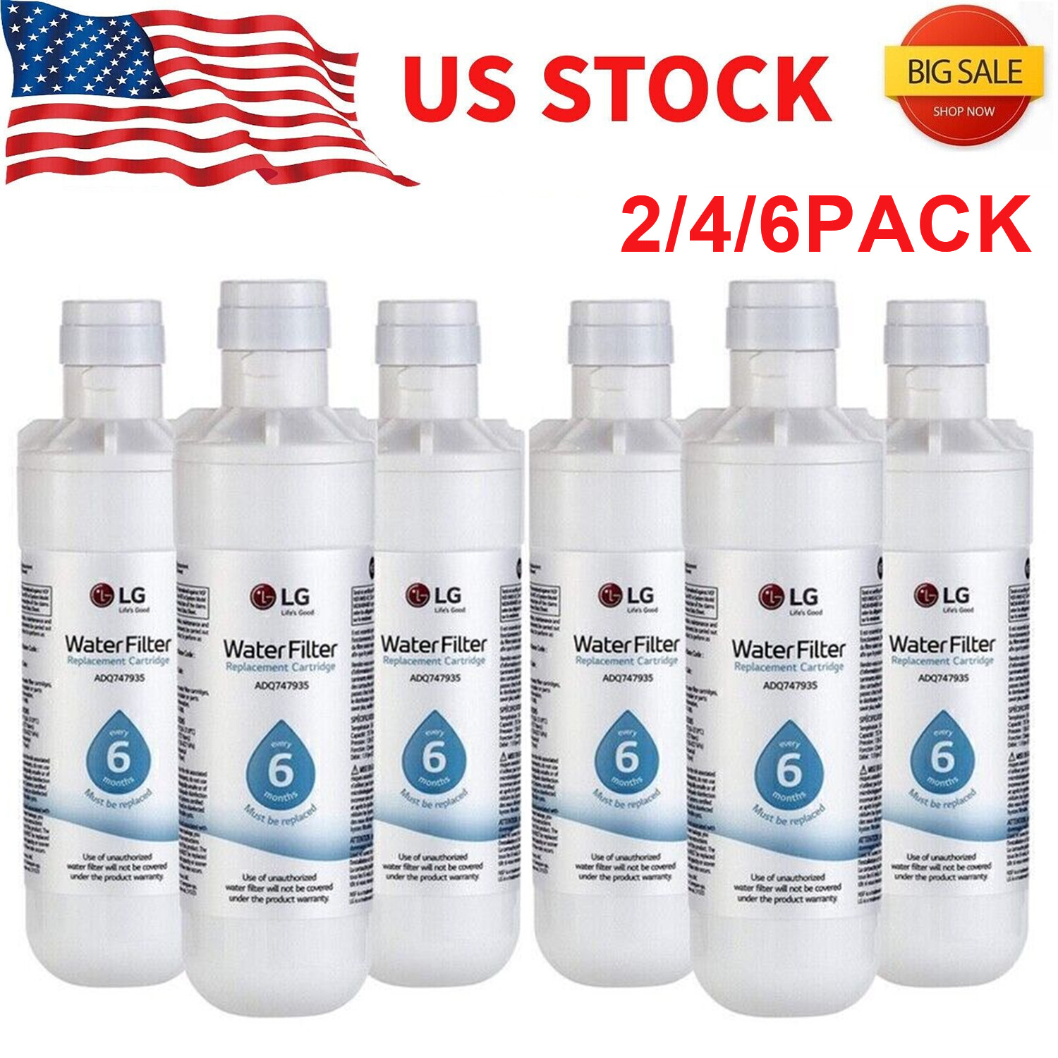 26Pk LG LT1000P Fridge Replacement Refrigerator Water Filter ADQ747935