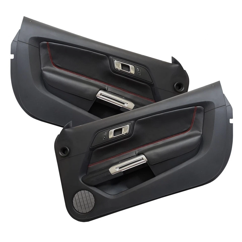 Door Panel Insert PVC Leather Cover for Ford Mustang 2015-2020 Red Stitch — 第 2/4 张图片